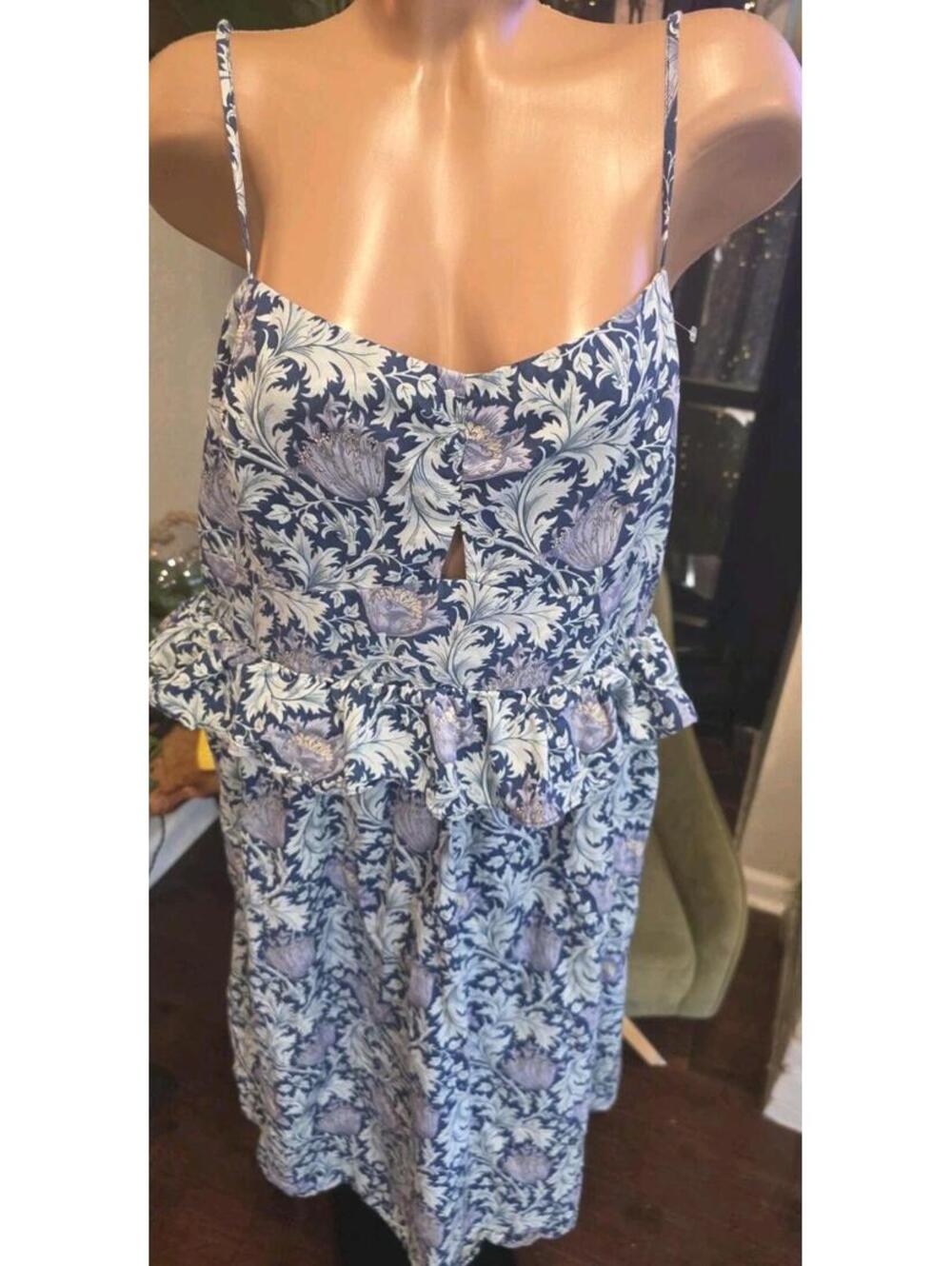 Hyacinth House Blue Leafy Floral Maeve Midi Dress Size XXL - Picture 3 of 11